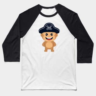 cute monkey pirates hat cartoon Baseball T-Shirt